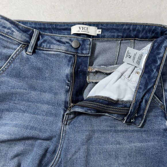 Vici High Rise Wide Leg Cropped Jeans Womens Sz 29 Medium Wash - Picture 5 of 11